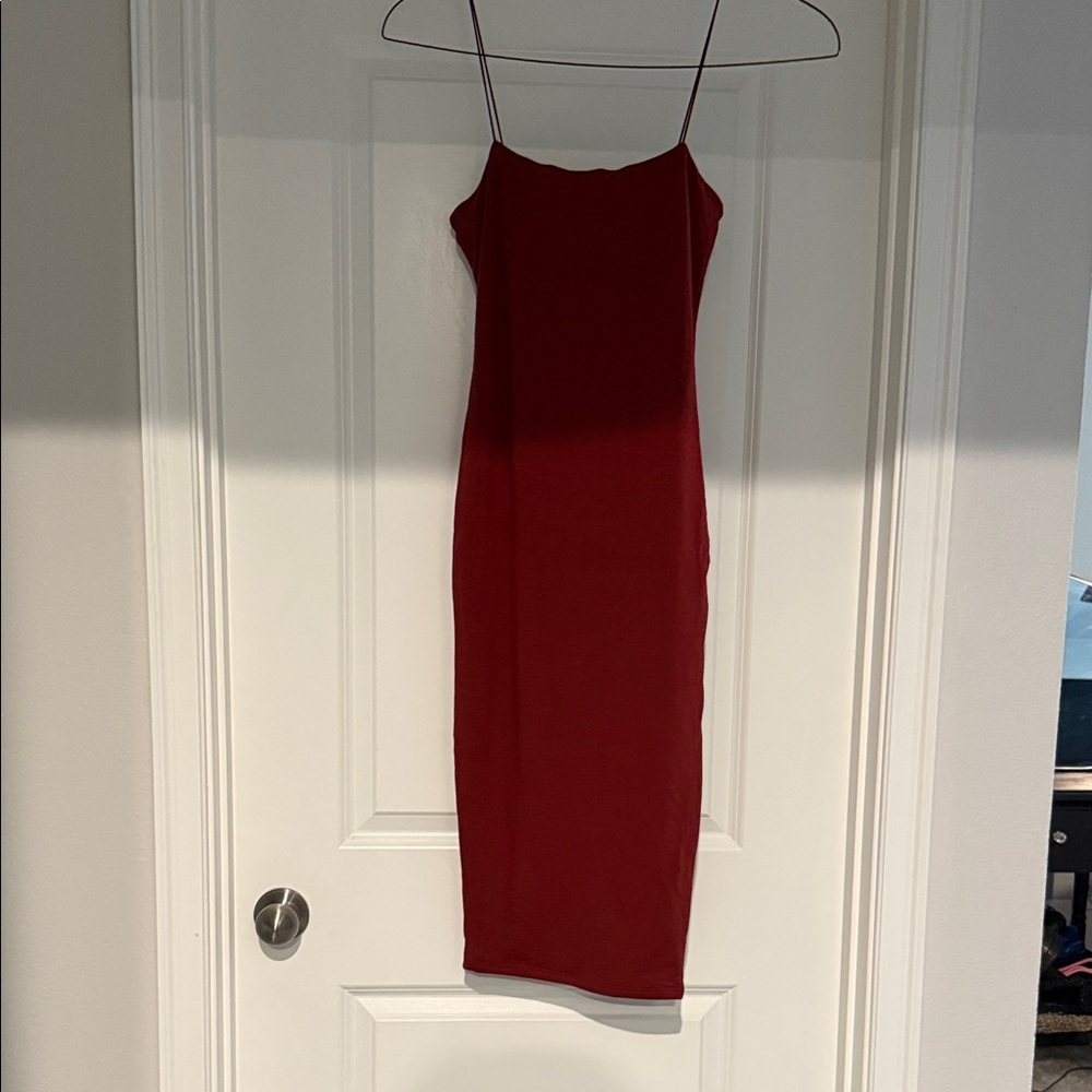 Naked Wardrobe Burgundy Midi Dress